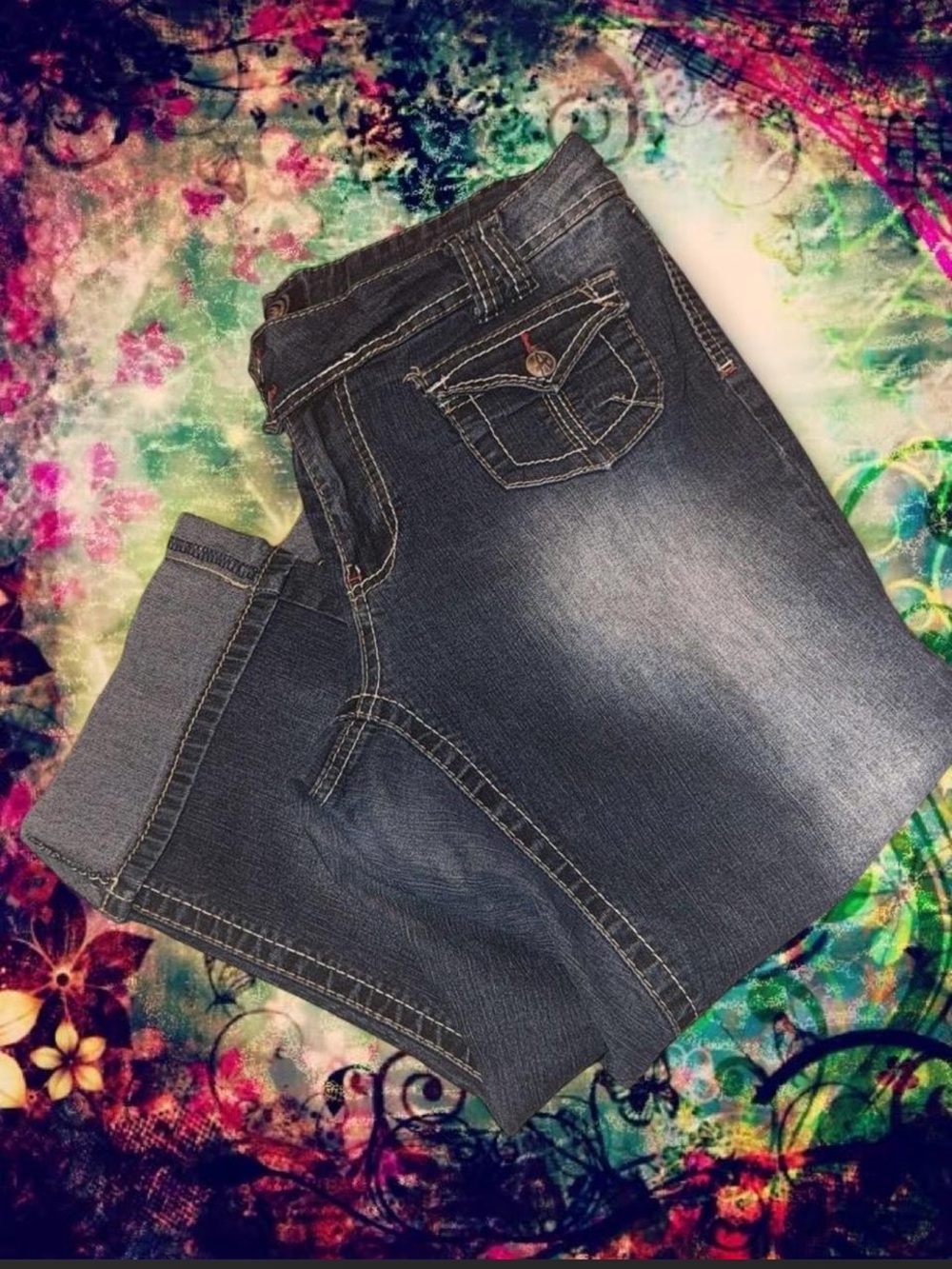 Women’s Dark Blue Denim Angel Capris Size 16